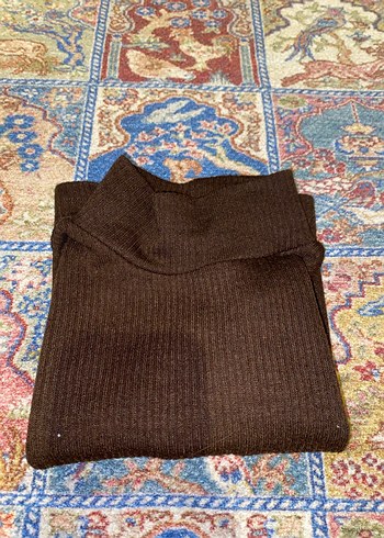 s Beden kahverengi Renk Kahverengi Boğazlı Kısa Kollu Crop Top