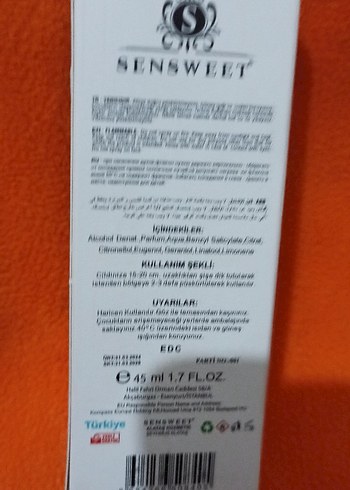 Diğer Sensweet Erkek Parfümü 10 ml