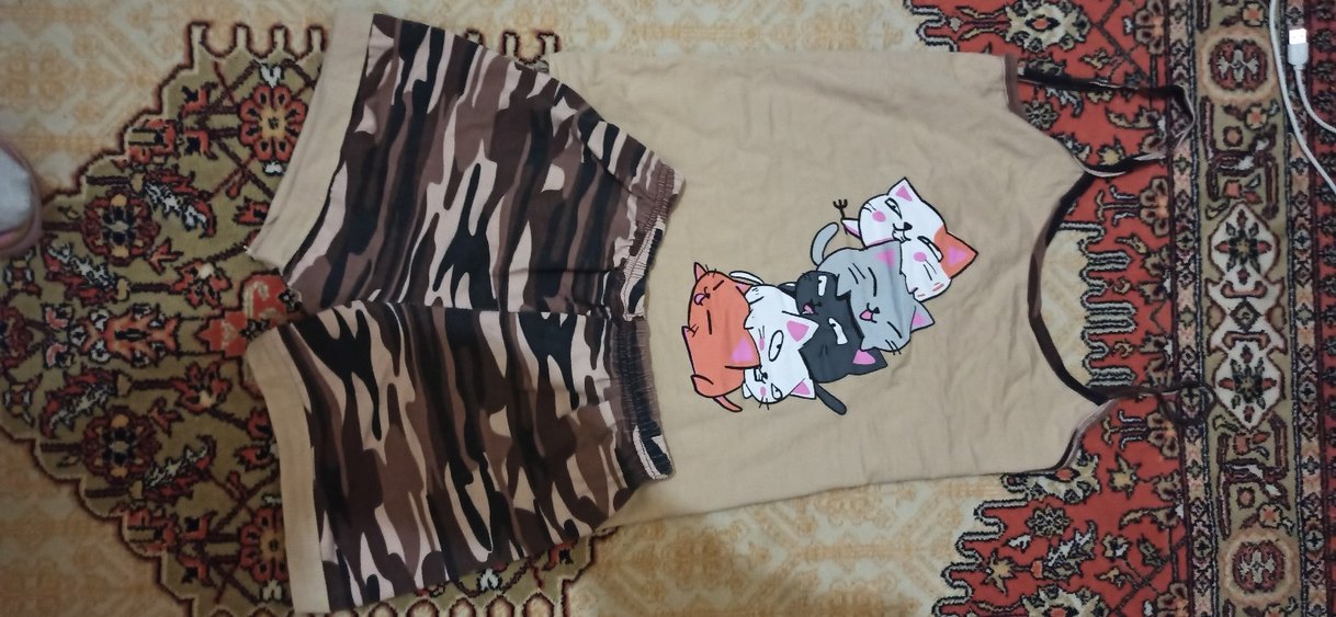 kedicik şortlu pijama takımı - Görsel 2