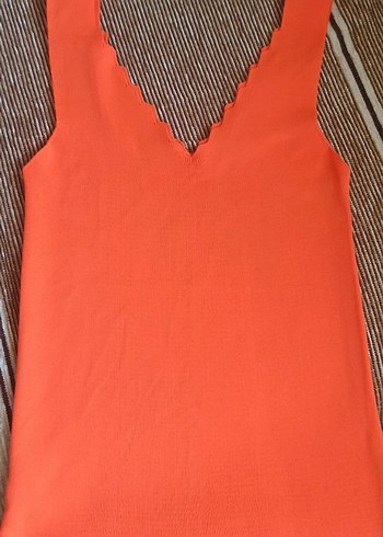 Turuncu Pileli Kadın buluz sıfır ürün m beden - Görsel 3