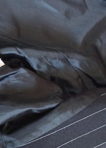 Düğmeli Siyah Çizgili Kadın Uzun Ceket yeni - Görsel 5