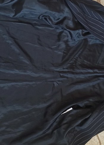 Düğmeli Siyah Çizgili Kadın Uzun Ceket yeni - Görsel 6