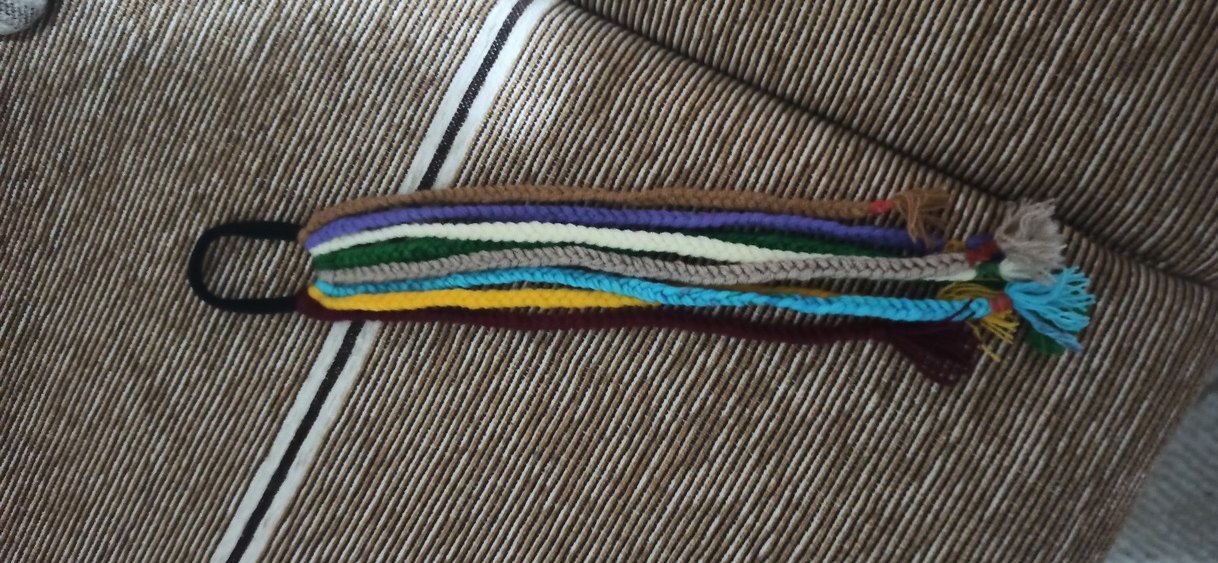 Renkli Püsküllü Örgü Saç Aksesuarı - Görsel 2