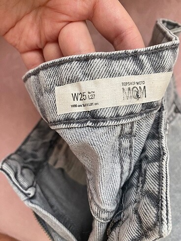 27 Beden Gri jean yüksek bel pantalon