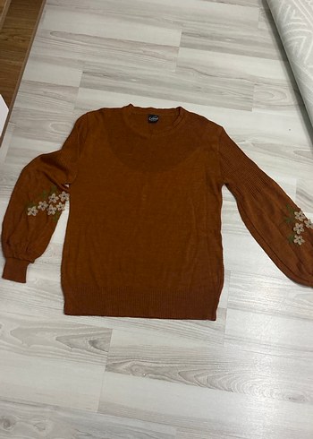 m Beden kahverengi Renk Düz Kahverengi Keten Kadın Kazak
