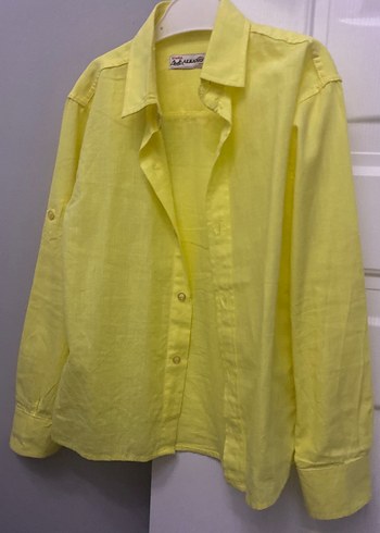 Sarı erkek çocuk keten gömlek - Görsel 4