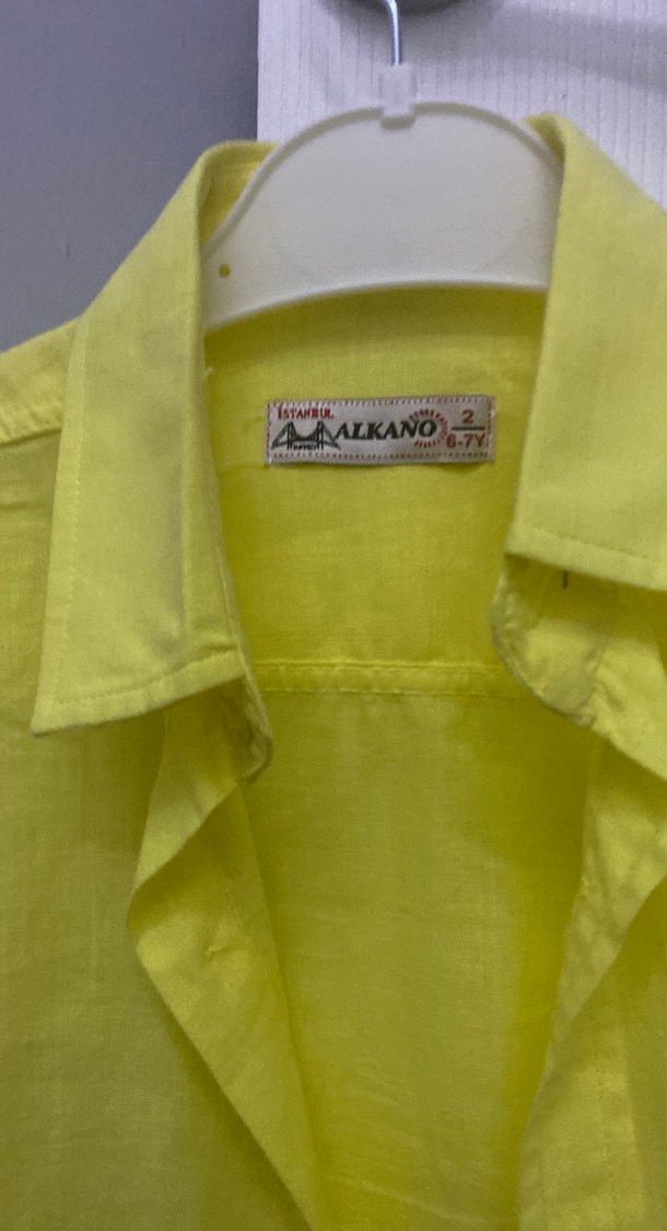 Sarı erkek çocuk keten gömlek - Görsel 2