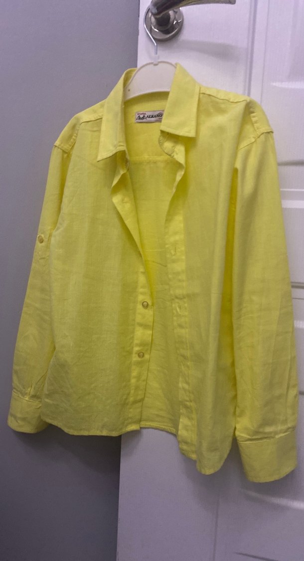 Sarı erkek çocuk keten gömlek - Görsel 4