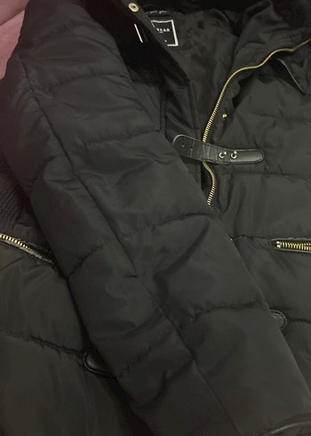 Tokalı Siyah Deri Midi Kadın mont - Görsel 4