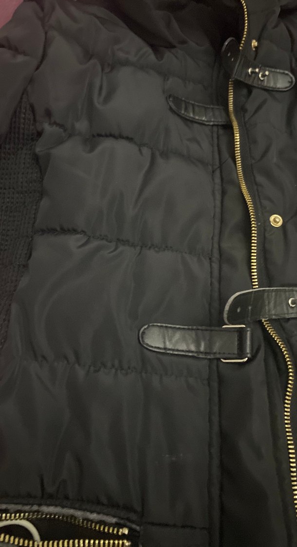 Tokalı Siyah Deri Midi Kadın mont - Görsel 2