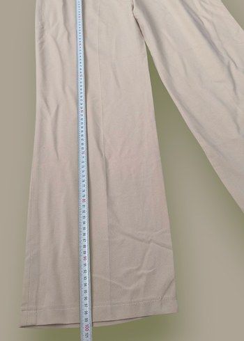 Bej Kadın Pamuklu Bol Kesim Kumaş Pantolon - Görsel 3