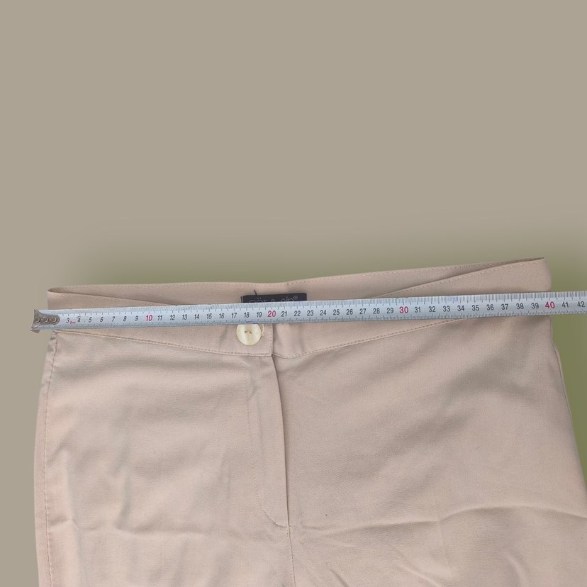 Bej Kadın Pamuklu Bol Kesim Kumaş Pantolon - Görsel 4