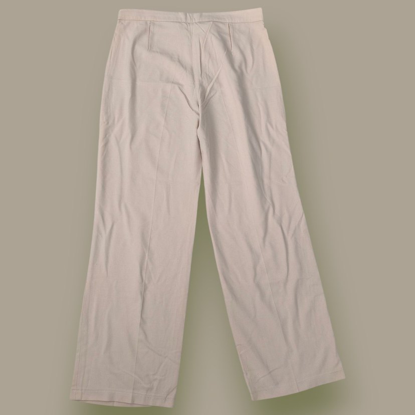 Bej Kadın Pamuklu Bol Kesim Kumaş Pantolon - Görsel 2