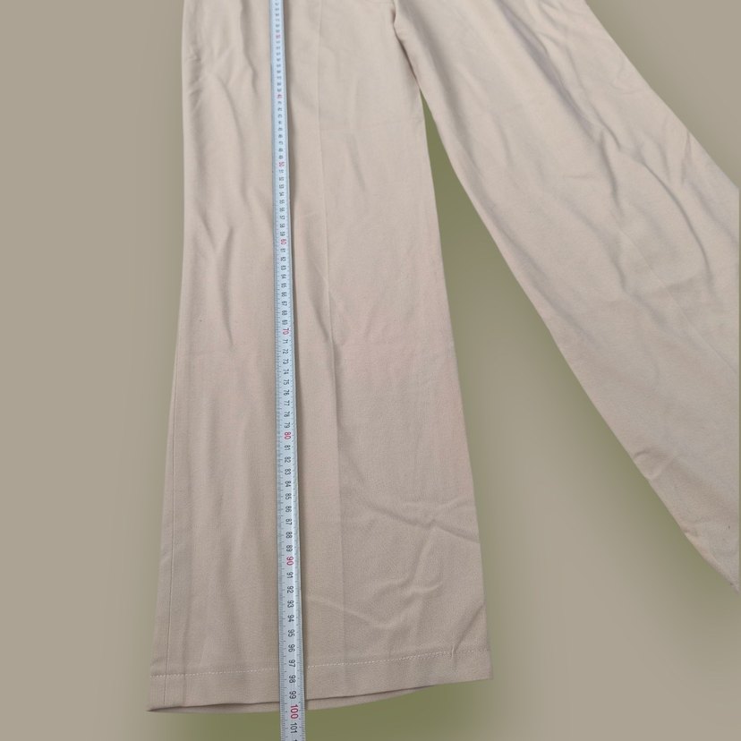 Bej Kadın Pamuklu Bol Kesim Kumaş Pantolon - Görsel 3