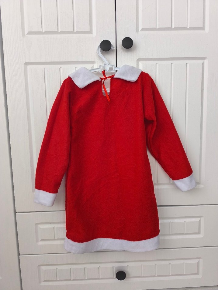 Uzun Kollu Kırmızı Kız Çocuk Elbisesi - Görsel 2