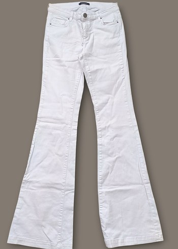 Kadın beyaz İspanyol paça kot pantolon - Görsel 4