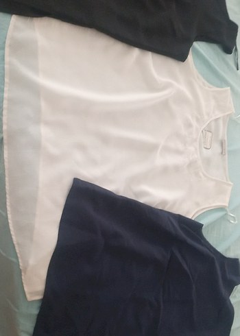 buyuk beden siyah lacivert beyaz bluz 3lu