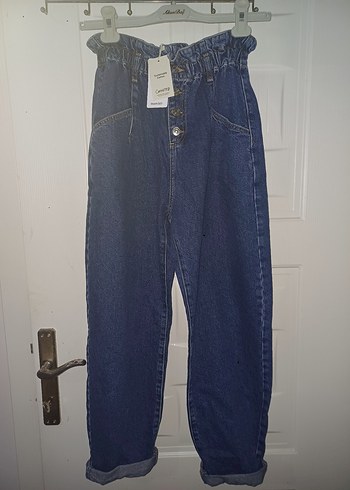 Mango Kadın Lacivert Denim Bol Kesim Slim Baggy Jean