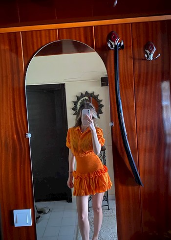 Turuncu adL şık elbise - Görsel 2