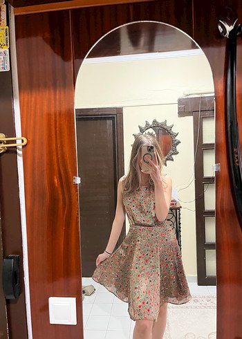 adL şık çiçekli Midi Elbise - Görsel 2