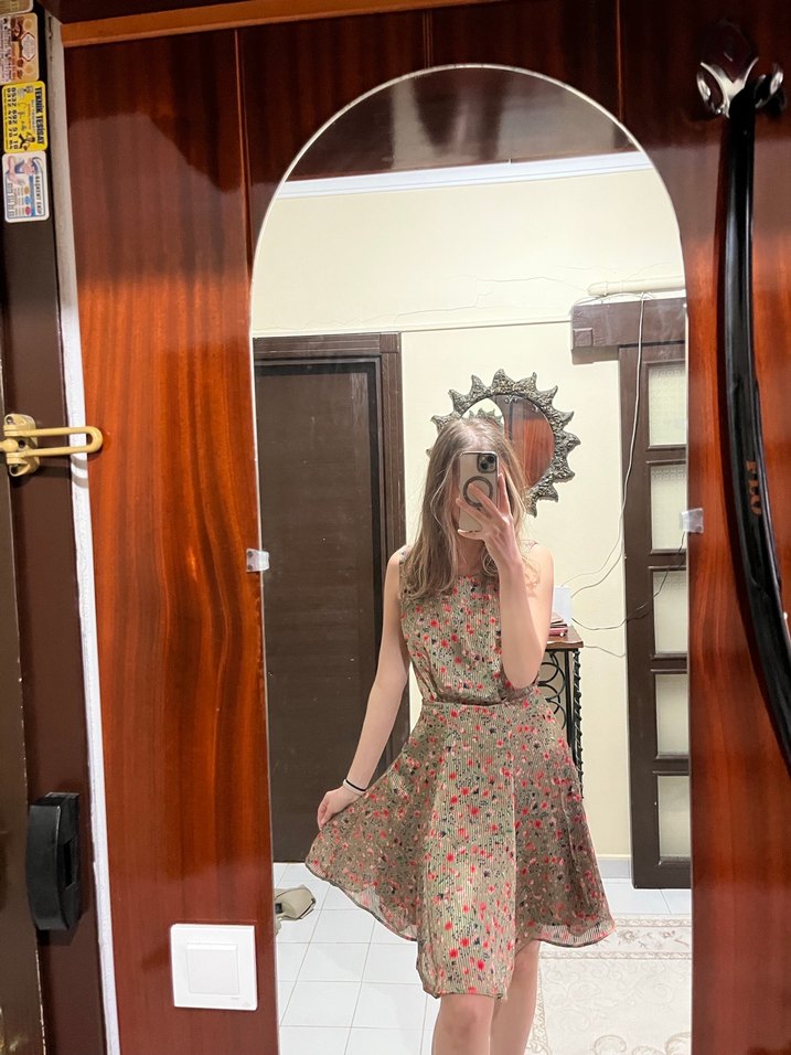 adL şık çiçekli Midi Elbise - Görsel 2