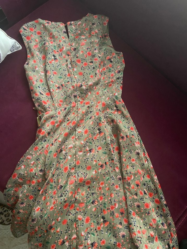 adL şık çiçekli Midi Elbise - Görsel 4