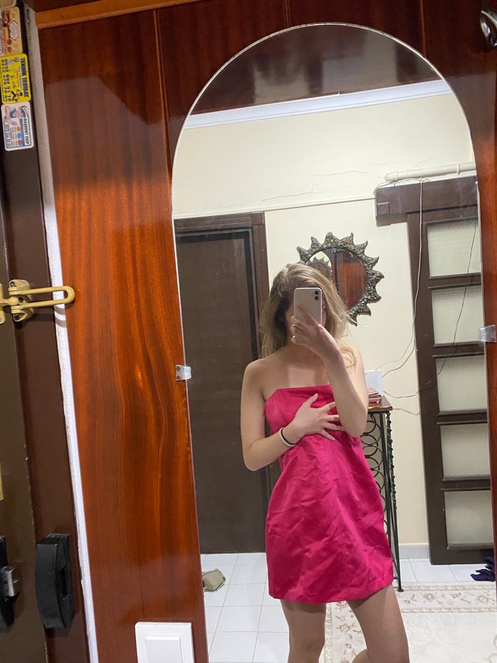 Parlak pembe elbise - Görsel 2