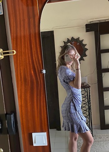 adL şık lacivert beyaz elbise - Görsel 3