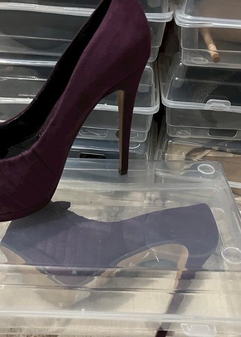 Mor Süet Stiletto Topuklu Kadın Ayakkabı - Görsel 2