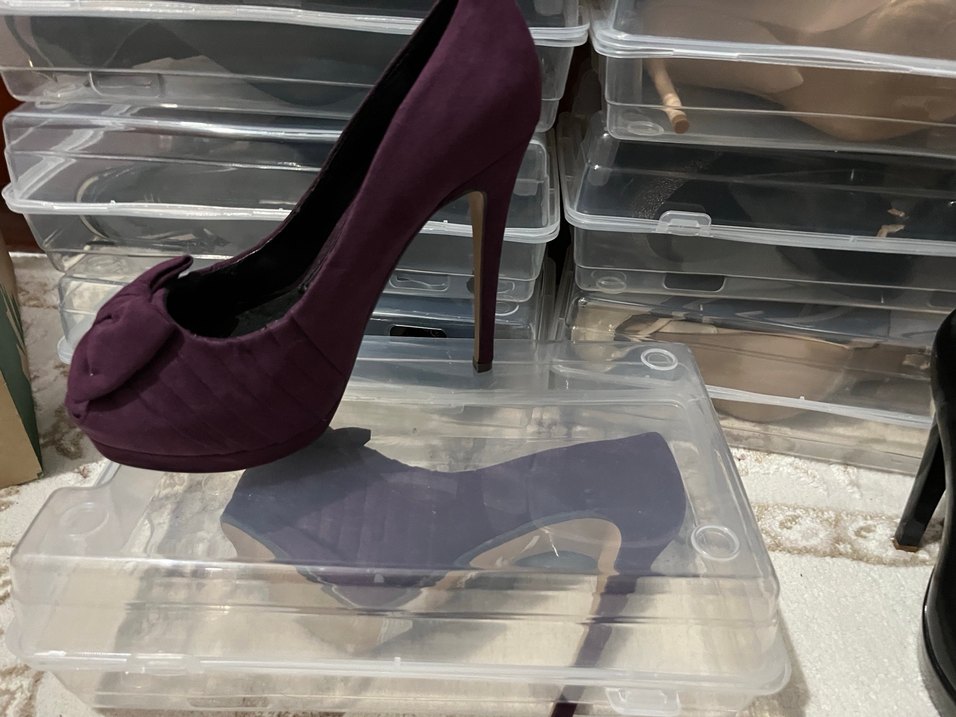Mor Süet Stiletto Topuklu Kadın Ayakkabı - Görsel 2