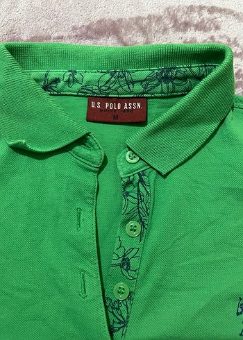 Düğmeli Yeşil Polo Yaka Kadın Tişört - Görsel 2