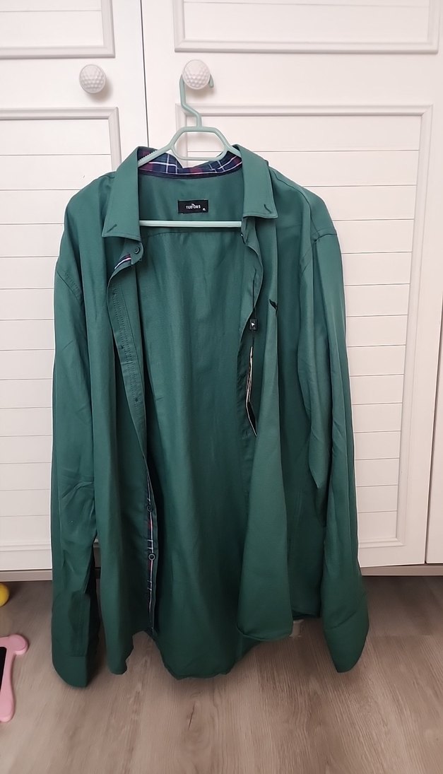 Uzun Kollu, Kemerli Yeşil Erkek Gömlek - Görsel 2