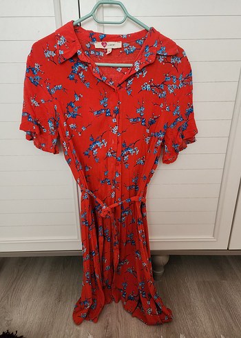 Kırmızı Desenli Midi Bohem Elbise - Görsel 3