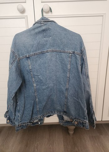 Düğmeli Mavi Kadın Denim Ceket - Görsel 3