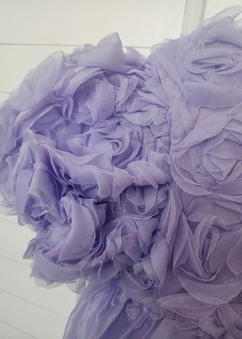 Pastel Mor Kız Çocuk Fırfırlı Elbise - Görsel 3