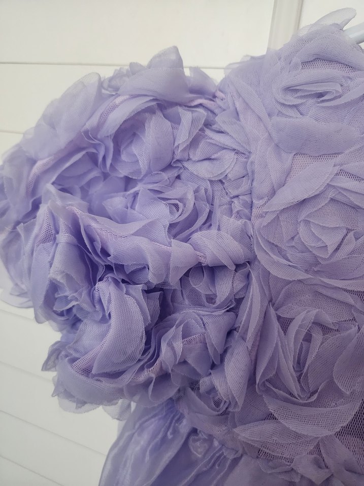 Pastel Mor Kız Çocuk Fırfırlı Elbise - Görsel 3