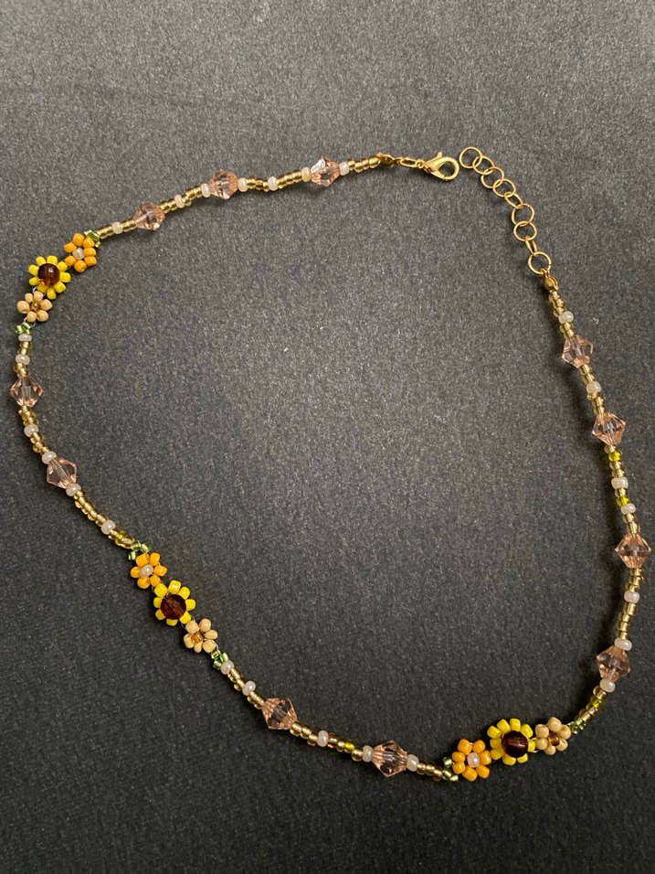 Çiçek Desenli Boncuklu Bohem Midi Kolye - Görsel 2