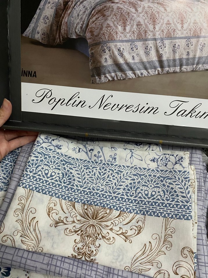 Desenli Kahverengi ve Gri Nevresim Takımı - Görsel 2