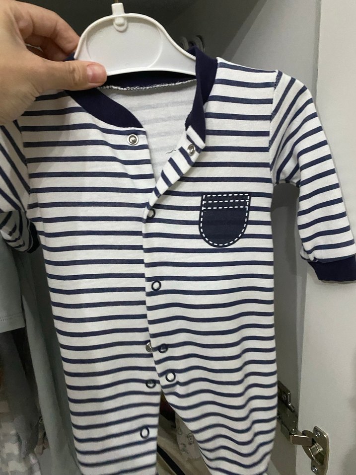 Uzun Kollu Örgü Gri Bebek Tulum 2 Li - Görsel 3