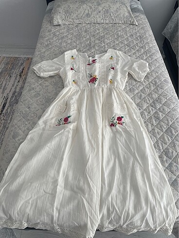 Şile bezi yazlık beyaz elbise