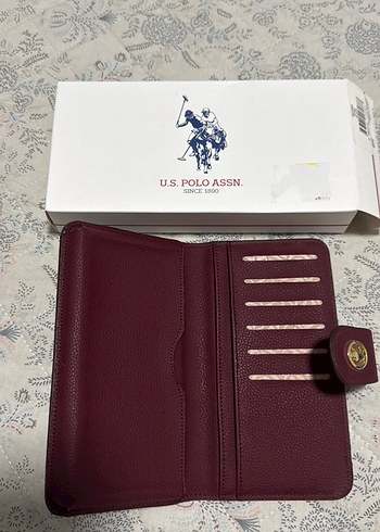 U.S Polo Assn. Bordo Baskılı Kadın Deri Cüzdan
