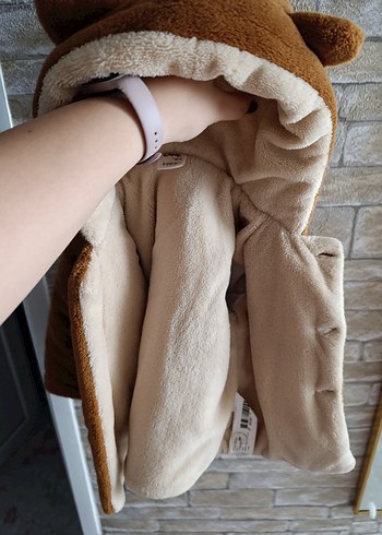 Erkek Çocuk Kahverengi Düğmeli polarlı Kaban - Görsel 5