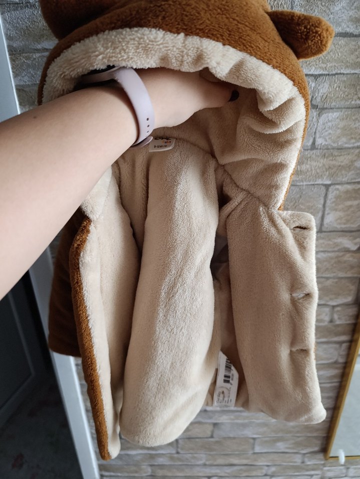 Erkek Çocuk Kahverengi Düğmeli polarlı Kaban - Görsel 5