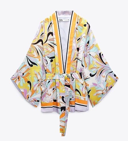 Zara desenli saten kimono