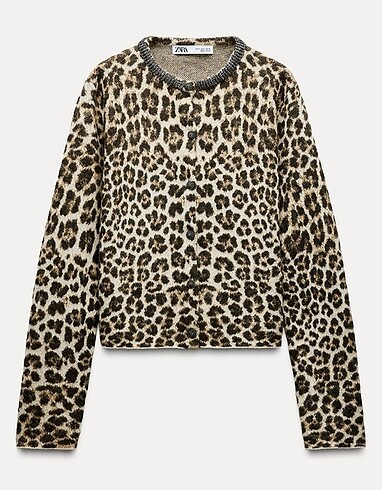 Zara Parlak taşlı leopar desenli hırka