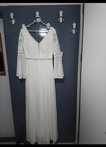 Beyaz uzun abiye elbise, nikah elbisesi, sünnet annesi abiye, ab