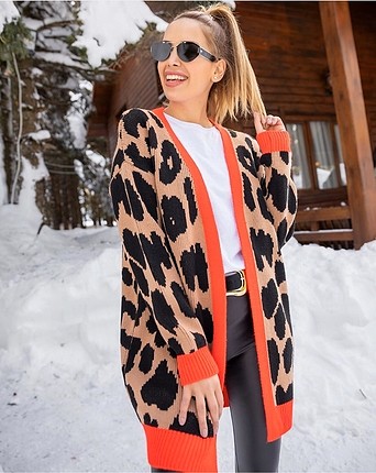 Leopar desen hırka