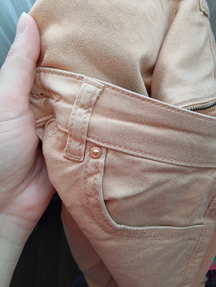 Yargıcı denim pantolon somon simli - Görsel 4