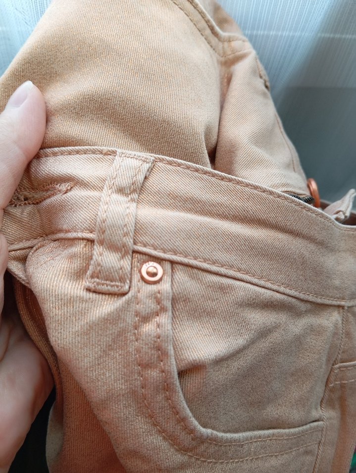 Yargıcı denim pantolon somon simli - Görsel 5