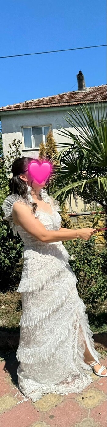 l Beden beyaz Renk Uzun beyaz elbise